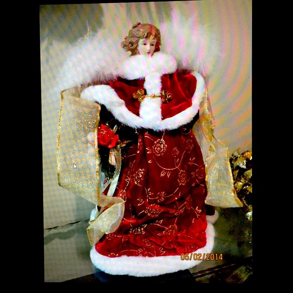 BRAND NEW! FEATHERED ANGEL TABLE TREE TOPPER - Picture 1 of 6